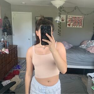 Women's Light pink/cream Ribbed Crop Top